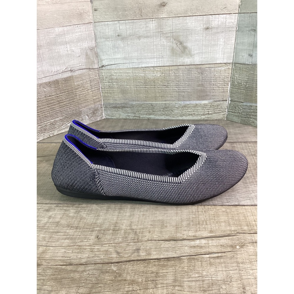 Rothys The Flat Grey Birdseye Retired Knit Round Toe Shoes Womens 10.5 No Insole